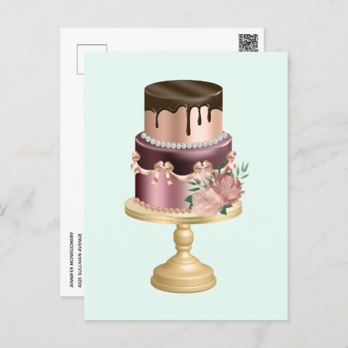 Beautiful Shiny Glam Party Cake Postcard