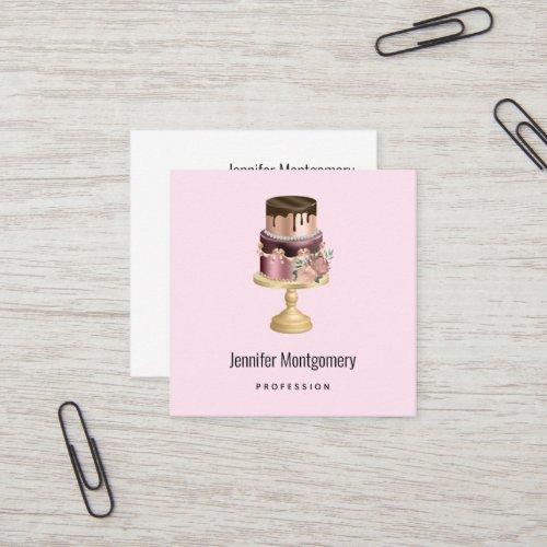 Beautiful Shiny Glam Party Cake Square Business Card