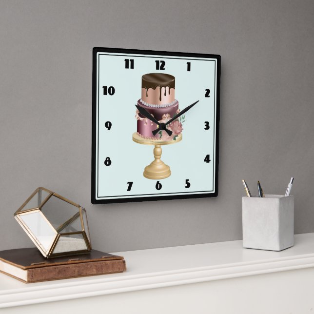 Beautiful Shiny Glam Party Cake Square Wall Clock (Office)
