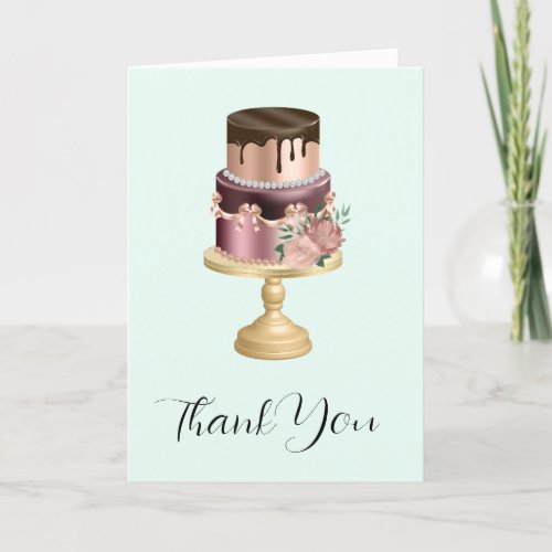 Beautiful Shiny Glam Party Cake Thank You Card