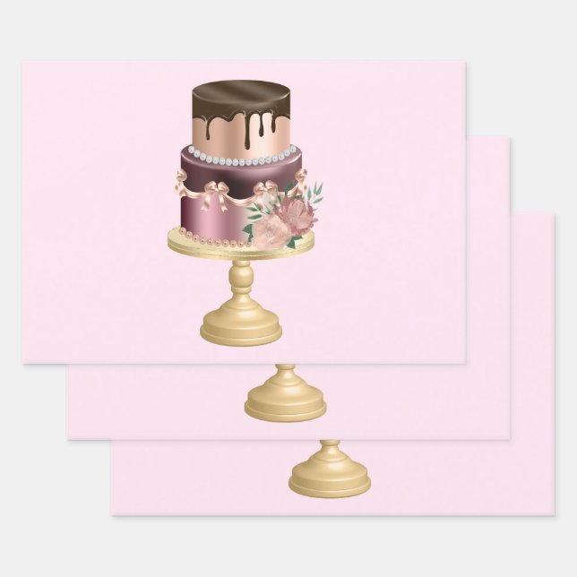 Beautiful Shiny Glam Party Cake Wrapping Paper Sheets (Set)