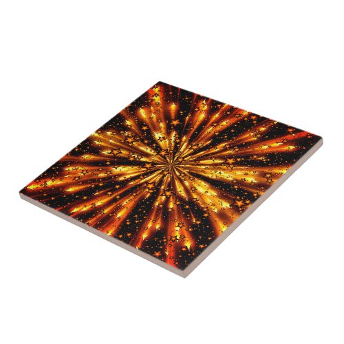 Beautiful Shiny Glitter Gold Stars _ Space Ceramic Tile
