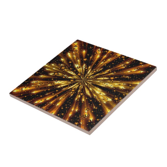 Beautiful Shiny Glitter Gold Stars - Universe Ceramic Tile (Side)