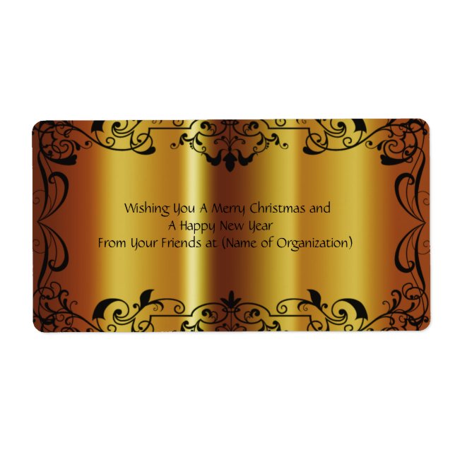 Beautiful, Shiny Gold, Custom, Wedding Wine Label (Front)