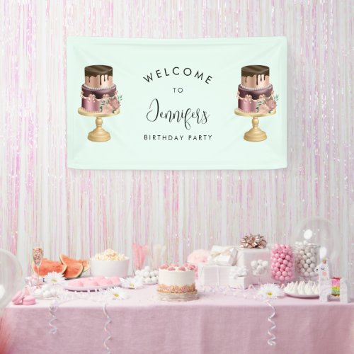 Beautiful Shiny Luxury Party Cake Birthday Banner