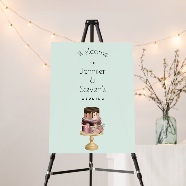 Beautiful Shiny Luxury Party Cake Wedding Welcome Foam Board (In Situ (Stand))