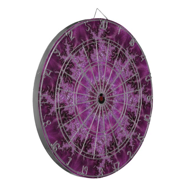 Beautiful Shiny Purple Mandlebrot Fractal Art Dart Board (Front Left)