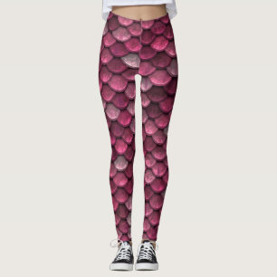 Beautiful Shiny Red Mermaid Scales Leggings