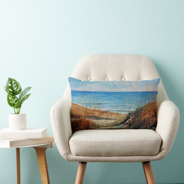 Beautiful Shore Beach Landscape Art Lumbar Pillow (Chair)