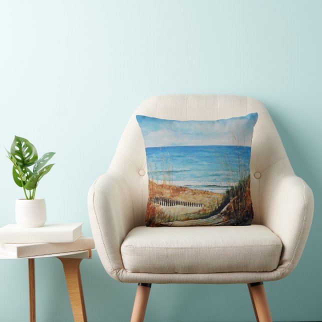 Beautiful Shore Beach Landscape Art Throw Pillow (Chair)