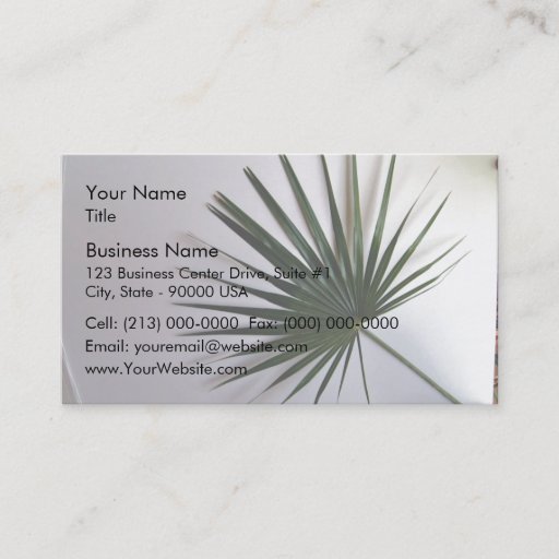 Customizable Beautiful shot of a fan palm leaf against white ba business card