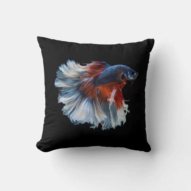 Beautiful Siamese Betta Fish Throw Pillow (Front)