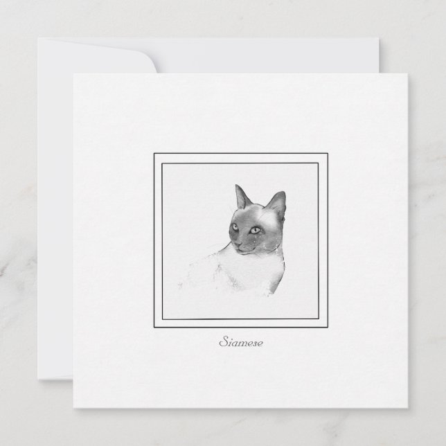 Beautiful Siamese Cat Chalk Drawing Note Card (Front)