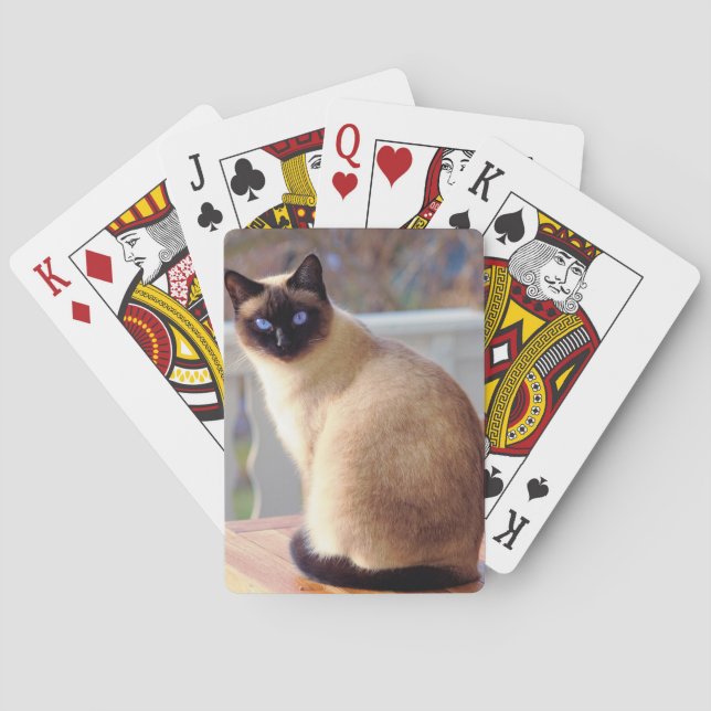 Beautiful Siamese Cat with Blue Eyes Poker Cards (Back)