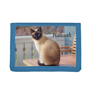 Beautiful Siamese Cat with Blue Eyes Tri-fold Wallet