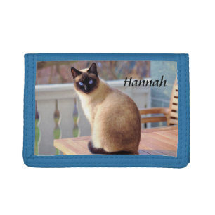 Beautiful Siamese Cat with Blue Eyes Tri-fold Wallet
