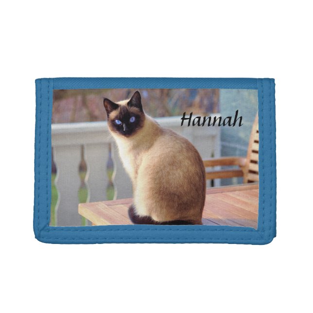 Beautiful Siamese Cat with Blue Eyes Trifold Wallet (Front)