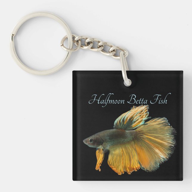 Beautiful Siamese Fighting Fish Betta Halfmoon     Keychain (Front)