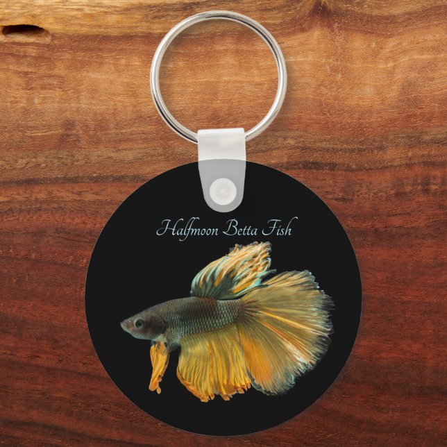 Beautiful Siamese Fighting Fish Betta Halfmoon   Keychain (Front)