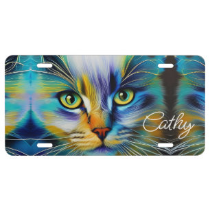 Beautiful Siamese Kitten blue green gold  License Plate
