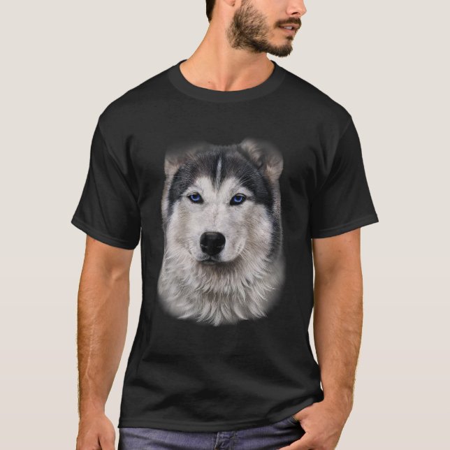 Beautiful Siberian Husky Dog Face T-Shirt (Front)