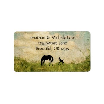 Beautiful Silhouette Mare And Foal Horse Address Label by SilhouetteCollection at Zazzle