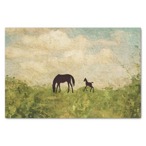 Beautiful Silhouette Mare and Foal Horse Tissue Paper