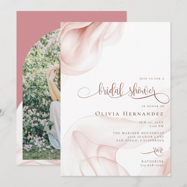 Beautiful Silky Blush Bridal Shower Photo Invitation (Front/Back)