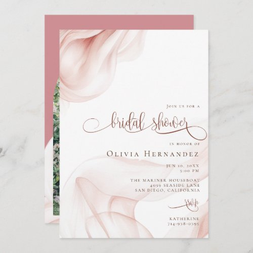Beautiful Silky Blush Bridal Shower Photo Invitation