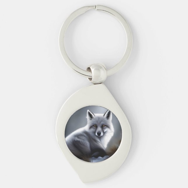 Beautiful Silver Fox  Keychain (Front)