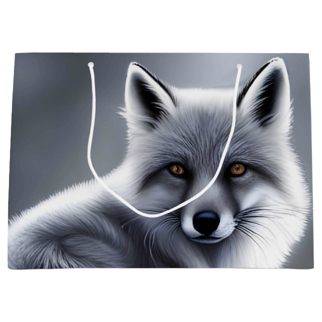 Beautiful Silver Fox  Large Gift Bag (Front)