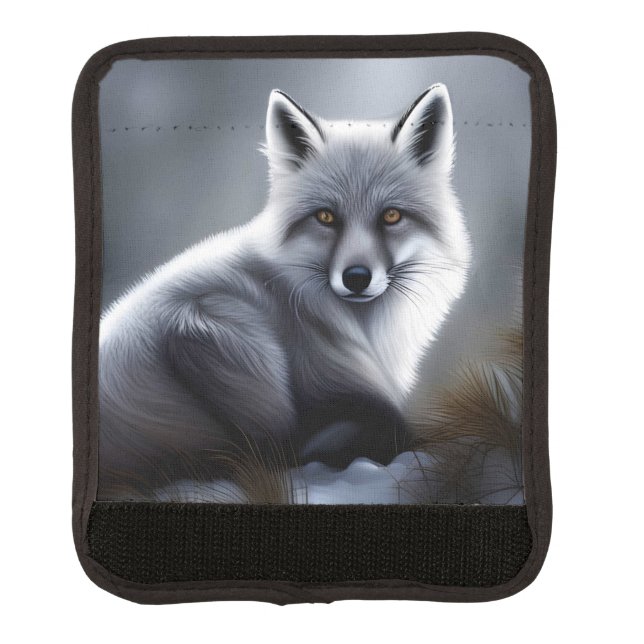 Beautiful Silver Fox  Luggage Handle Wrap (Front)