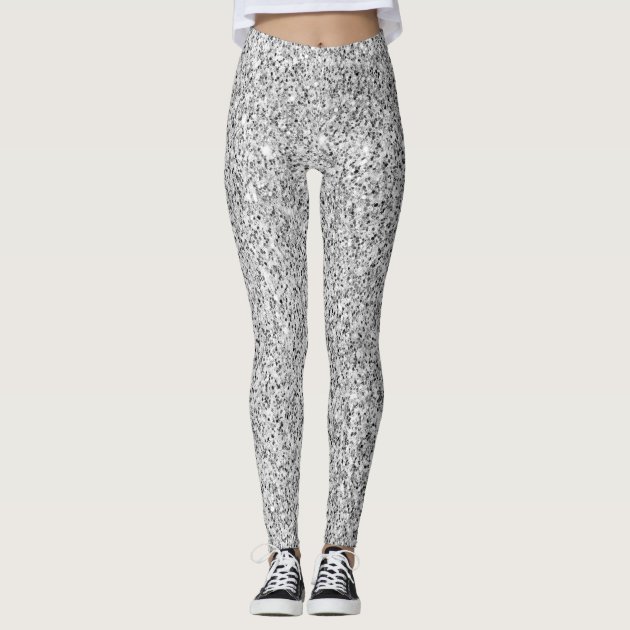 Black Sparkle Glitter Printed Leggings