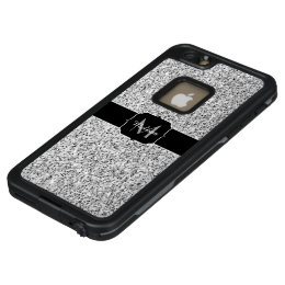 Beautiful Silver glitter sparkles Monogram LifeProof FRĒ iPhone 6/6s Plus Case
