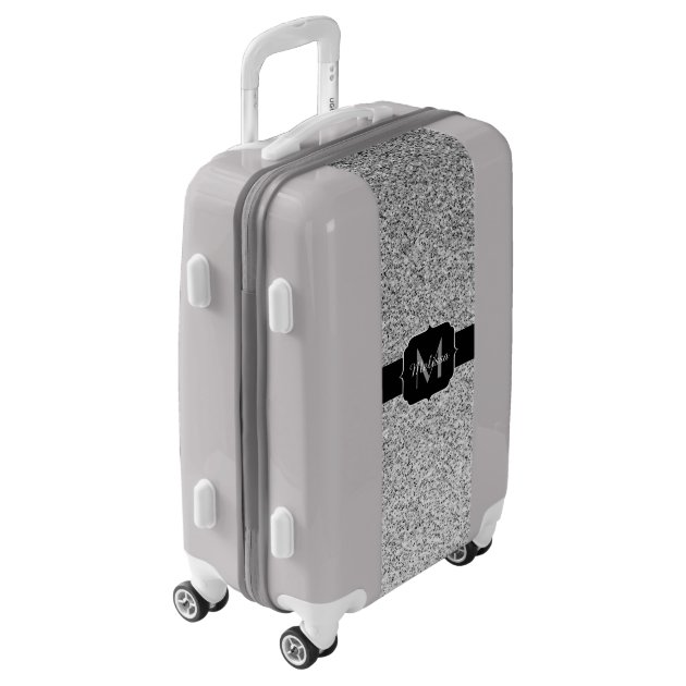 silver glitter suitcase