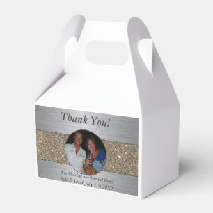 Beautiful Silver & Gold Wedding Photo Sparkle Favor Boxes