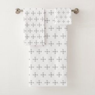 Beautiful silver gray dots on white bath towel set