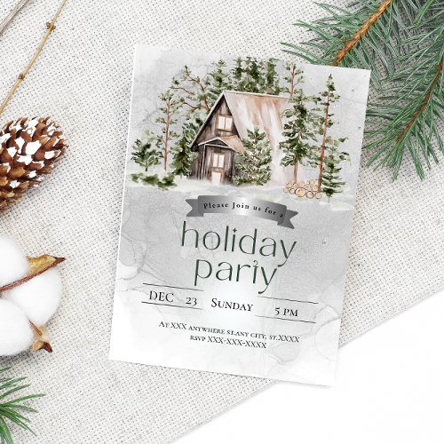 Beautiful Silver House Christmas Party  Invitation