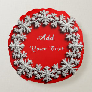 Beautiful Silver Snowflake Decorations Round Pillow