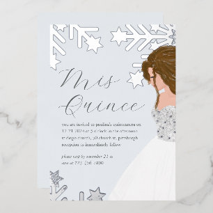 Beautiful Silver Snowflakes Quinceanera Foil Invitation