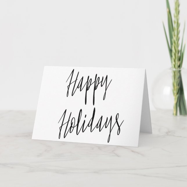 Beautiful simple calligraphy "Happy Holidays" Holiday Card (Front)