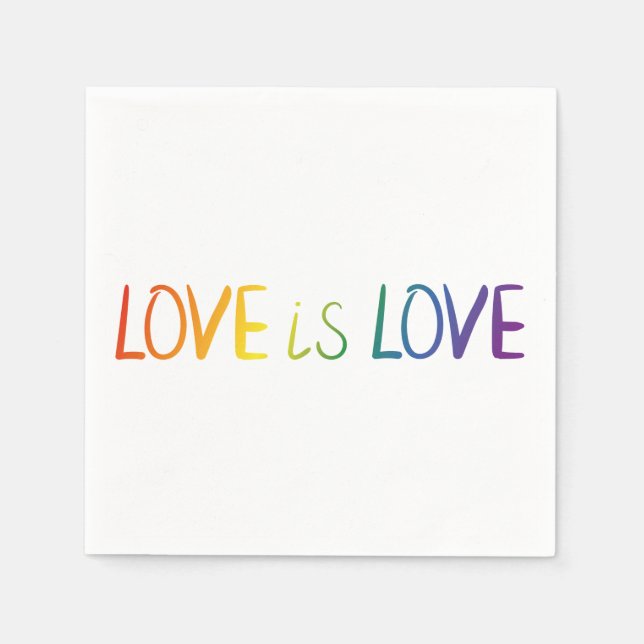 Beautiful Simple Minimal Love Is Love Pride Napkins (Front)