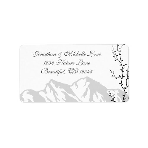 Beautiful Simple Mountain Black and White Address Label