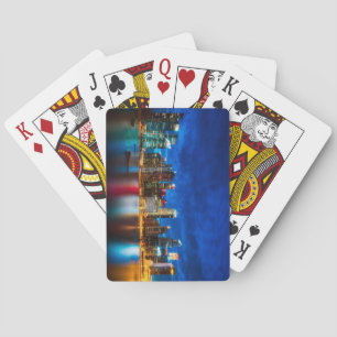 Beautiful Singapore City Skyline at Sunset Poker Cards