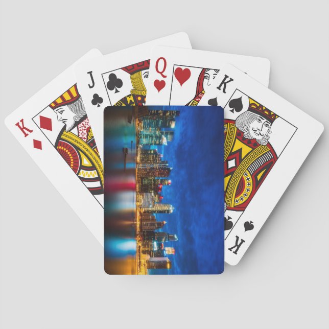 Beautiful Singapore City Skyline at Sunset Poker Cards (Back)