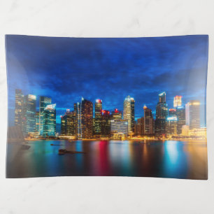 Beautiful Singapore City Skyline at Sunset Trinket Tray