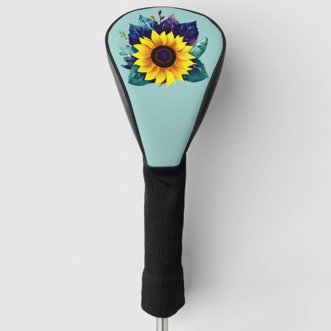 Beautiful Single Open Sunflower Golf Head Cover (Front)