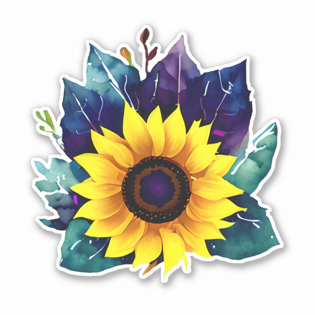 Beautiful Single Open Sunflower Sticker (Front)