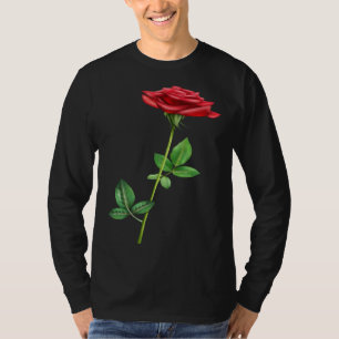 Beautiful Single Red Rose Flower Love For Floral T-Shirt