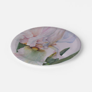 BEAUTIFUL SINGLE WHITE IRIS PAPER PLATE